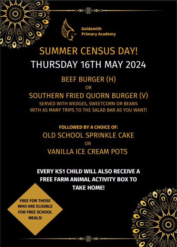 Summer Census Menu Thursday 16th May 2024